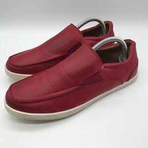 Kenneth Cole Reaction Men's size 9 M Slip On Deck Shoes Boat Life Red Loafer